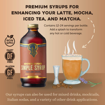Portland Syrups | Brown Sugar Simple Syrup 12 oz - Mixed Drinks & Coffee Syrup
