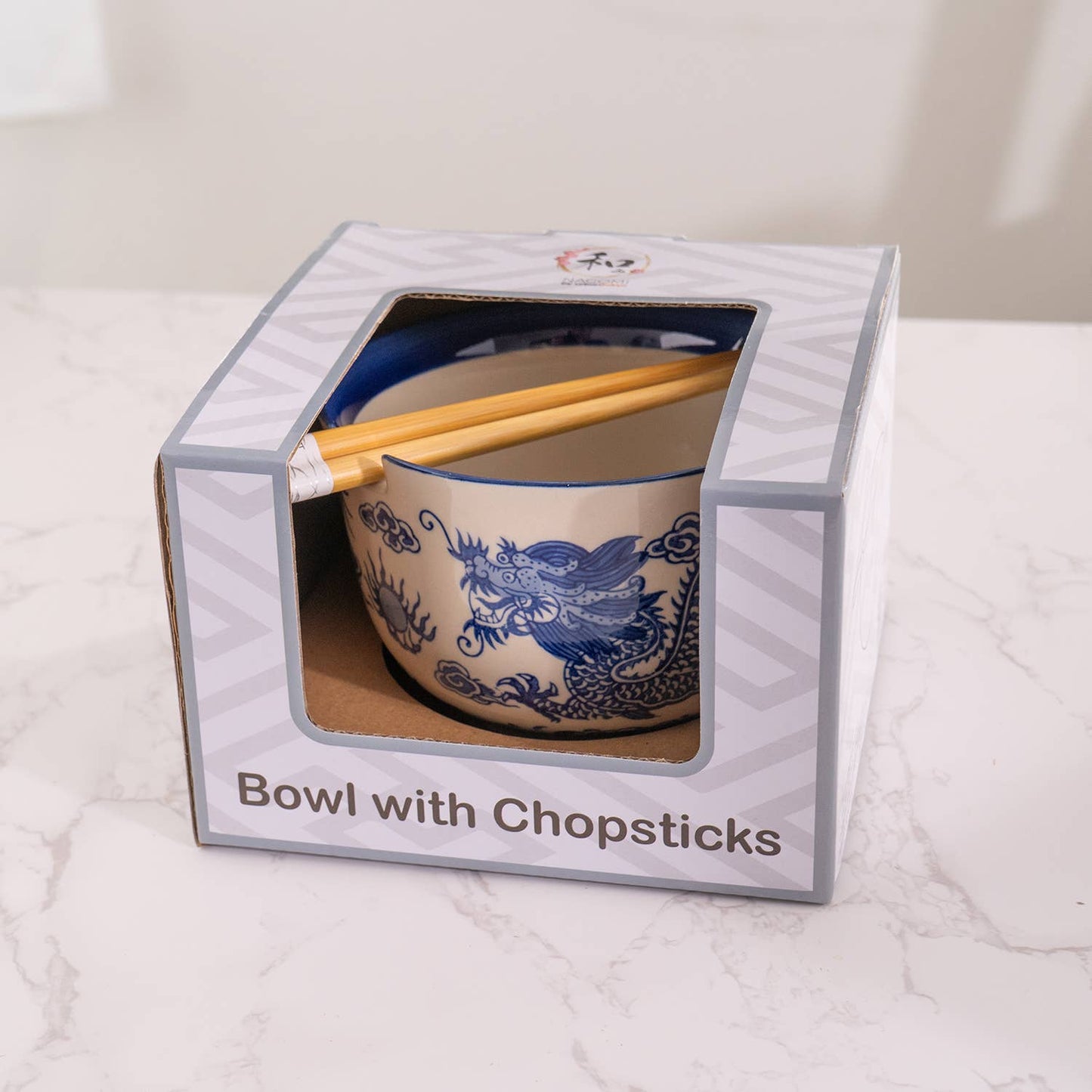 Blue Dragon Bowl With Chopsticks Set