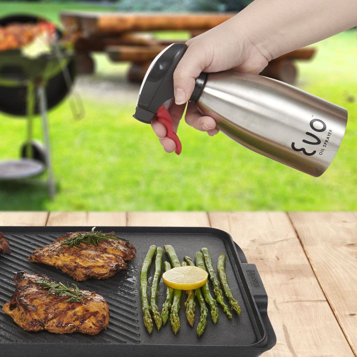Evo Stainless Steel Oil Sprayer – 16oz Black