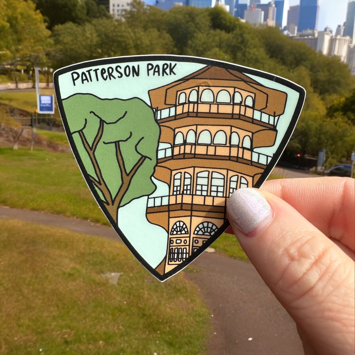 the letters mdn - Patterson Park Baltimore Maryland Badge Vinyl Sticker