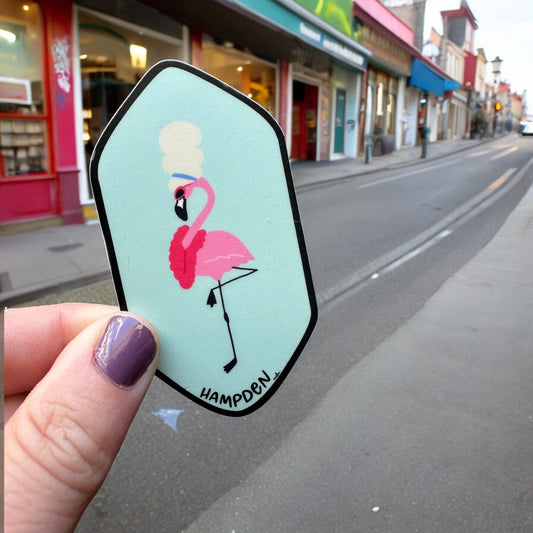 the letters mdn - Hampden flamingo Baltimore Maryland Badge Vinyl Sticker