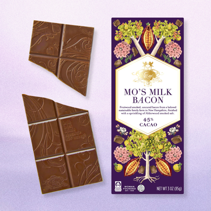 Mo's Milk Chocolate Smoked Bacon & Salt Bar: 45% Cacao