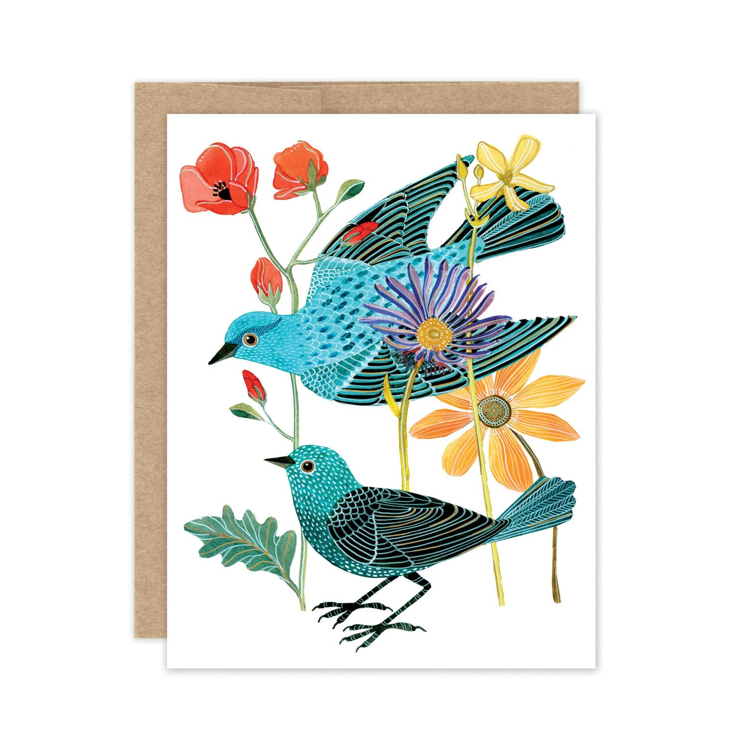 Morning Bluebirds Blank - Luxe A2 Card