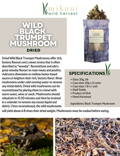 Dried Wild Black Trumpet Mushrooms / 20 g.
