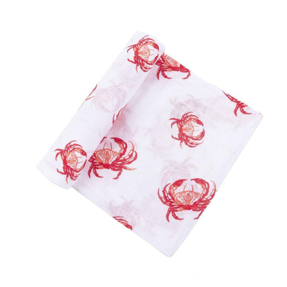 Pink Crab Baby Muslin Swaddle Receiving Blanket
