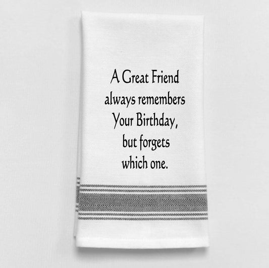 Wild Hare Designs -  "A great friend always..." White Kitchen Towel