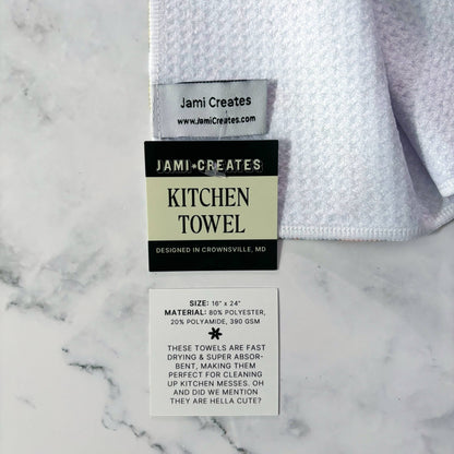 Jami Creates - Maryland Blue Crab Patterned Waffle Kitchen Dish Towel: Without a band