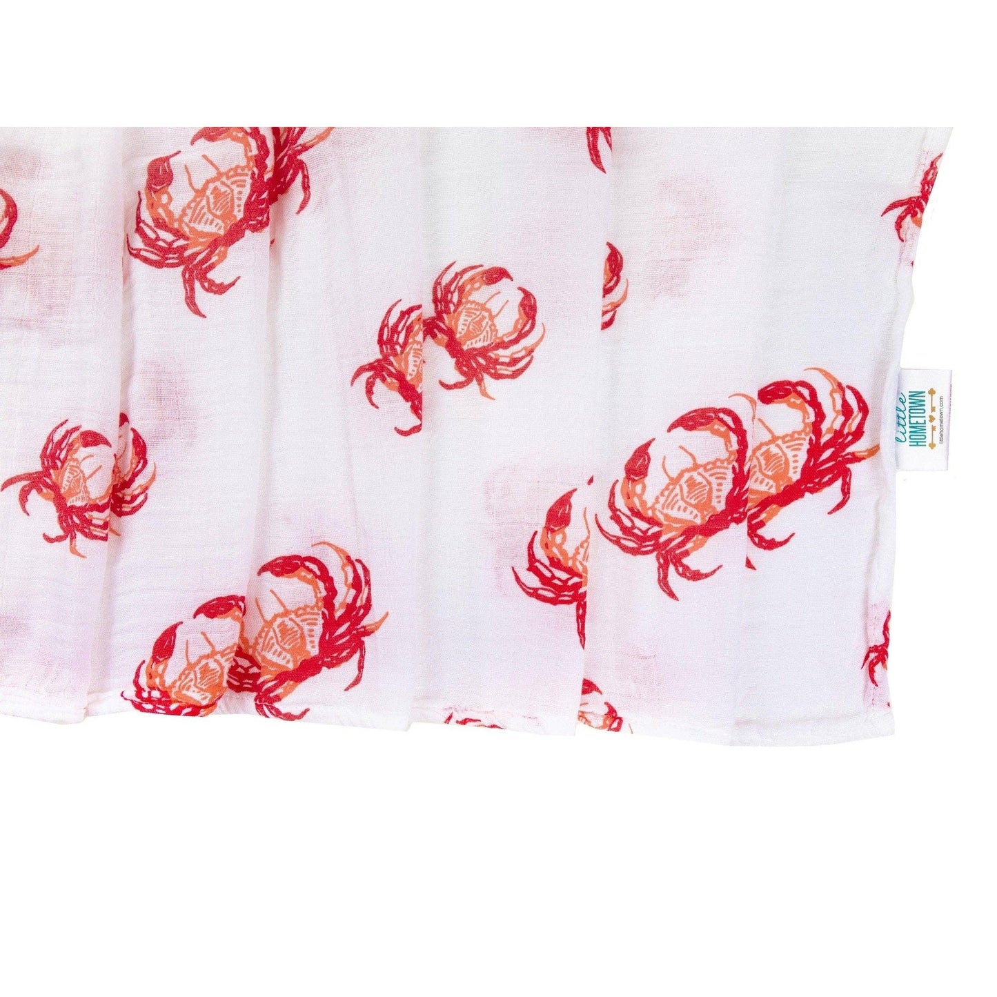 Pink Crab Baby Muslin Swaddle Receiving Blanket