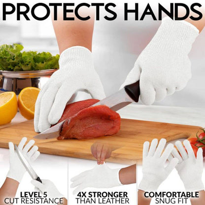 Zulay Kitchen - Cut Resistant Gloves Level 5 Protection - Medium: White