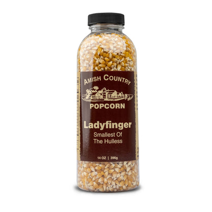 14oz Bottle of Ladyfinger Hulless Popcorn