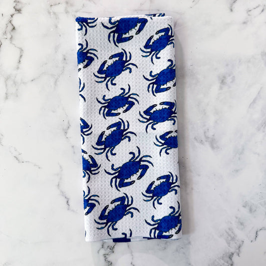 Jami Creates - Maryland Blue Crab Double Sided Patterned Waffle Kitchen Dish Towel: Without a belly band