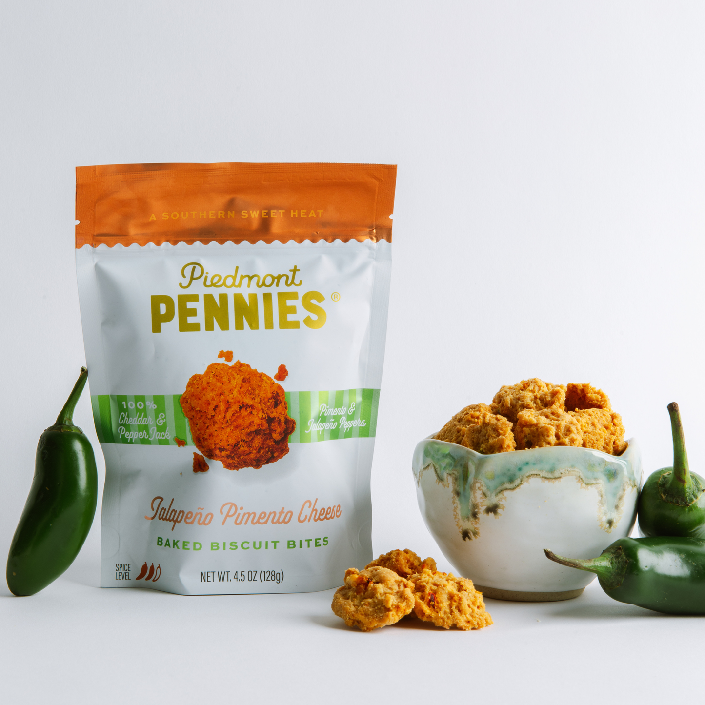 Piedmont Pennies - Medium Pouch, Jalapeño Pimento cheese crackers