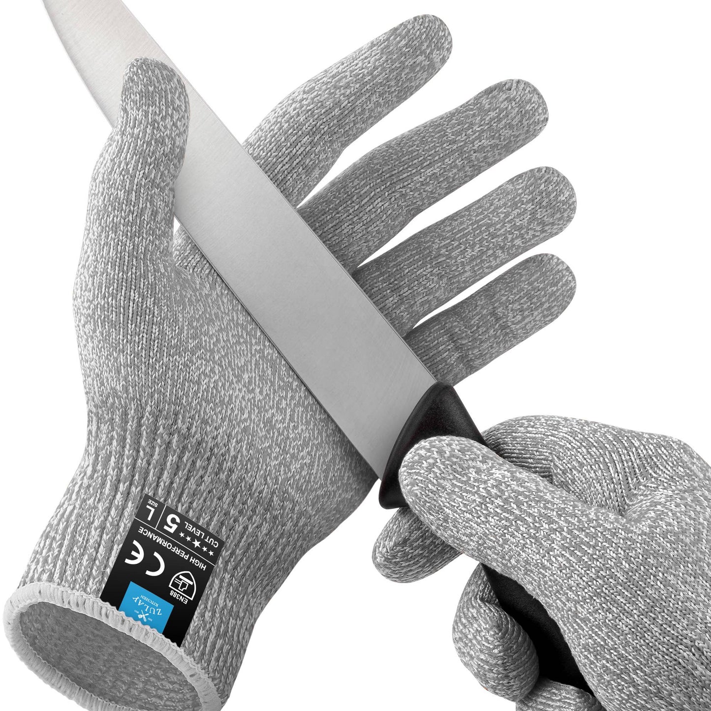 Zulay Kitchen - Cut Resistant Gloves Level 5 Protection - Large: Gray