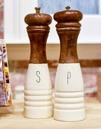 Mud Pie Wood Enamel Salt Pepper Mills