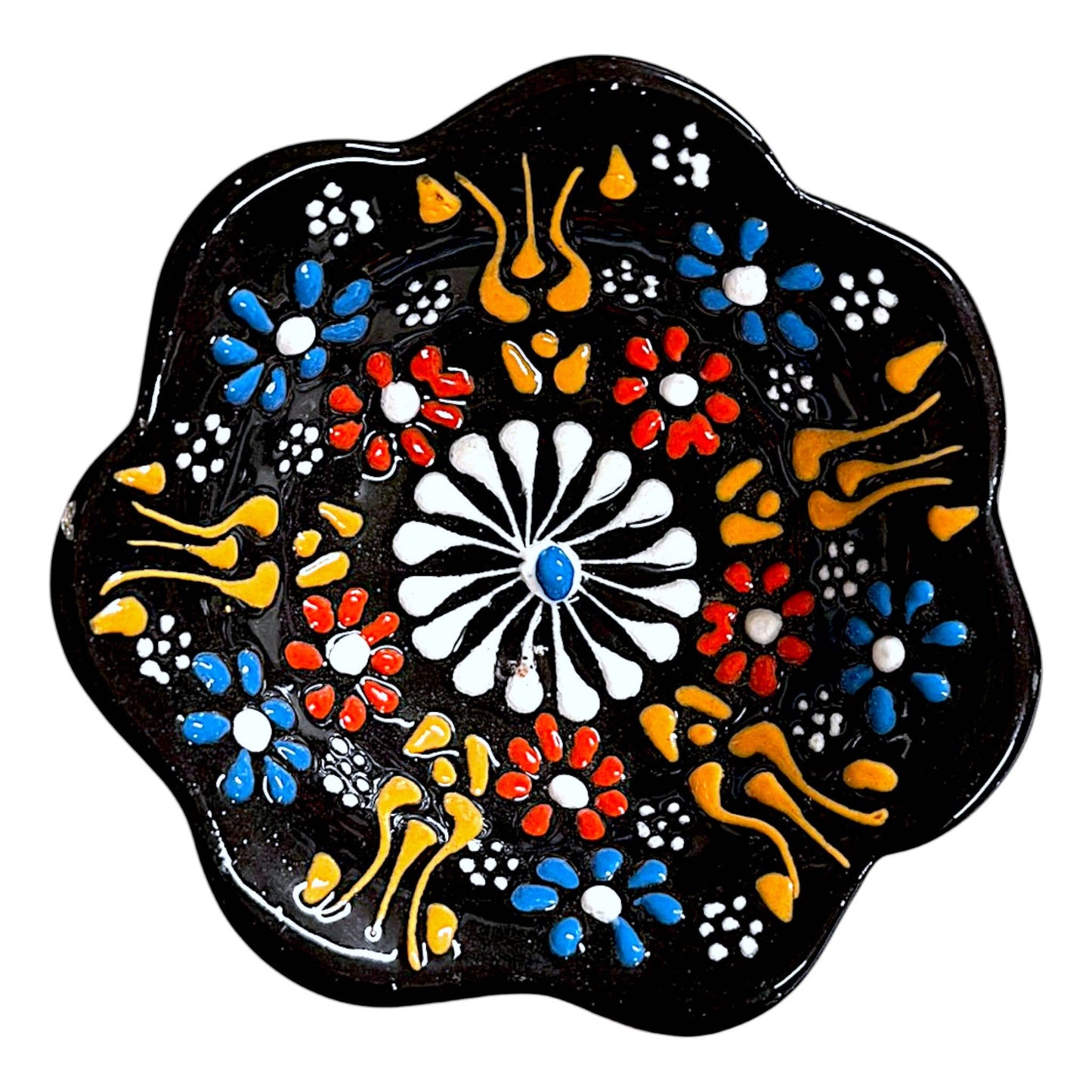 Import Corner - 39682: 2" ROUND CERAMIC EMBOSSED DAISY BOWL