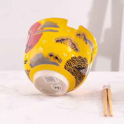 Japanese Crane Bowl With Chopsticks Set