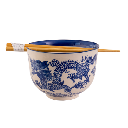 Blue Dragon Bowl With Chopsticks Set