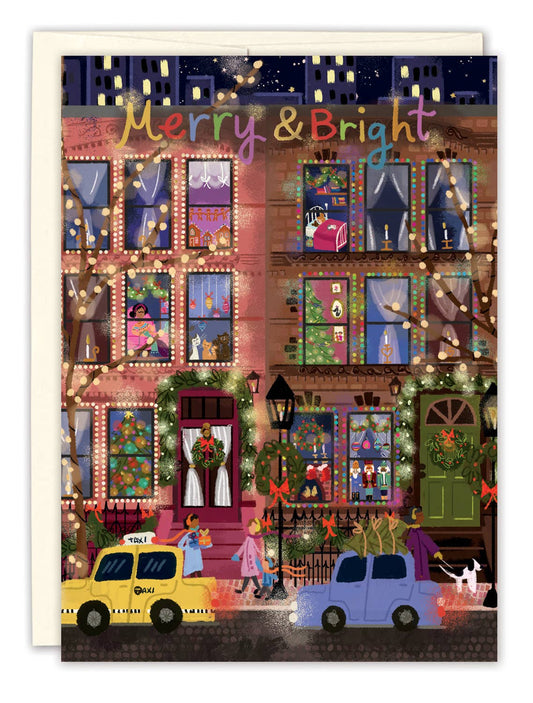 Biely & Shoaf - Festive Townhouse Scene Holiday Card