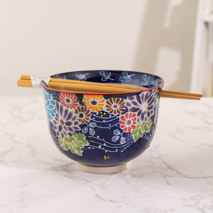 Flora Mix Bowl With Chopsticks Set