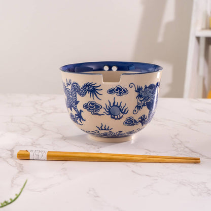 Blue Dragon Bowl With Chopsticks Set