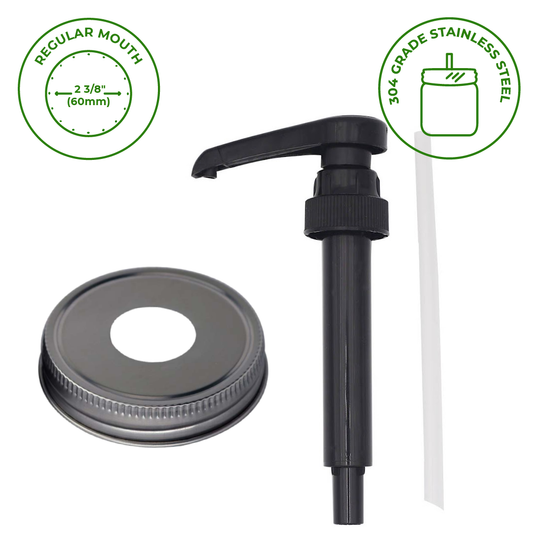 Mason Jar Lifestyle - Food Grade Dispenser Pump for Mason Jars: Stainless steel lid / Regular mouth