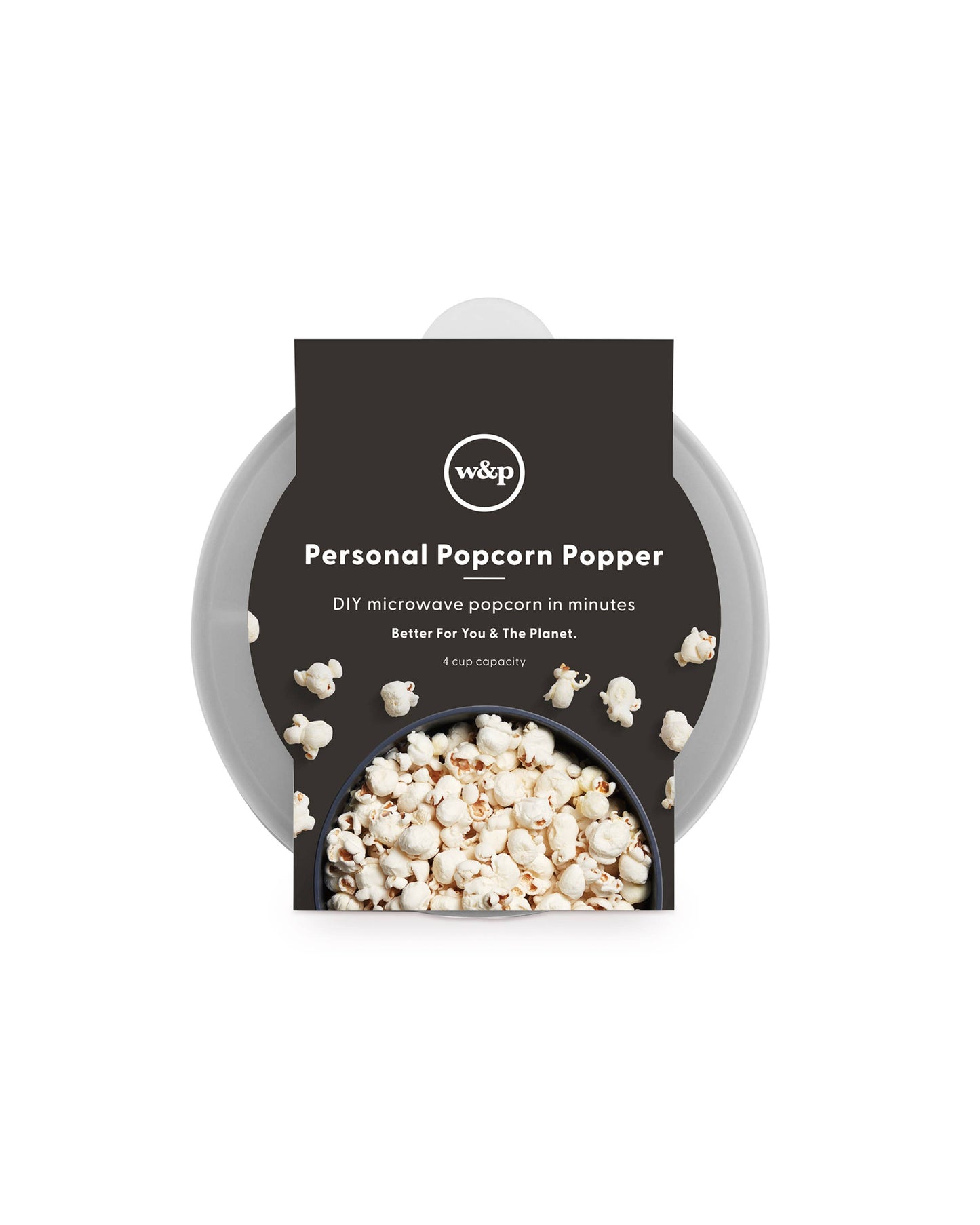W&P - Personal Size Popcorn Popper - Silicone Reusable Maker: Charcoal