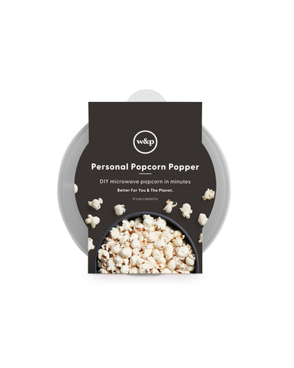 W&P - Personal Size Popcorn Popper - Silicone Reusable Maker: Charcoal