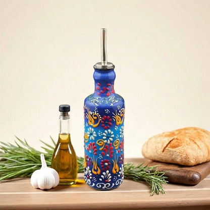 Hand-Painted Turkish Ceramic Olive Oil Dispenser