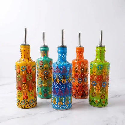 Hand-Painted Turkish Ceramic Olive Oil Dispenser