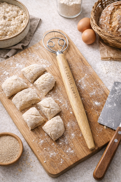 13" Danish Dough Whisk with Wood Handle