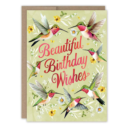 Hummingbirds Beautiful Wishes Birthday Card