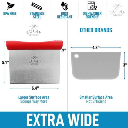Zulay Kitchen - Multi-purpose Stainless Steel Bench Scraper & Chopper: Gray Handle