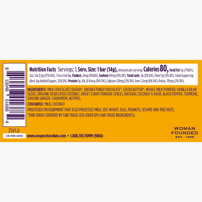 Mini Milk Chocolate Bar w/ Turmeric & Ginger - Gourmet