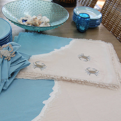 Rightside Design - Embroidered Baby Crab and Beach Waves Placemat