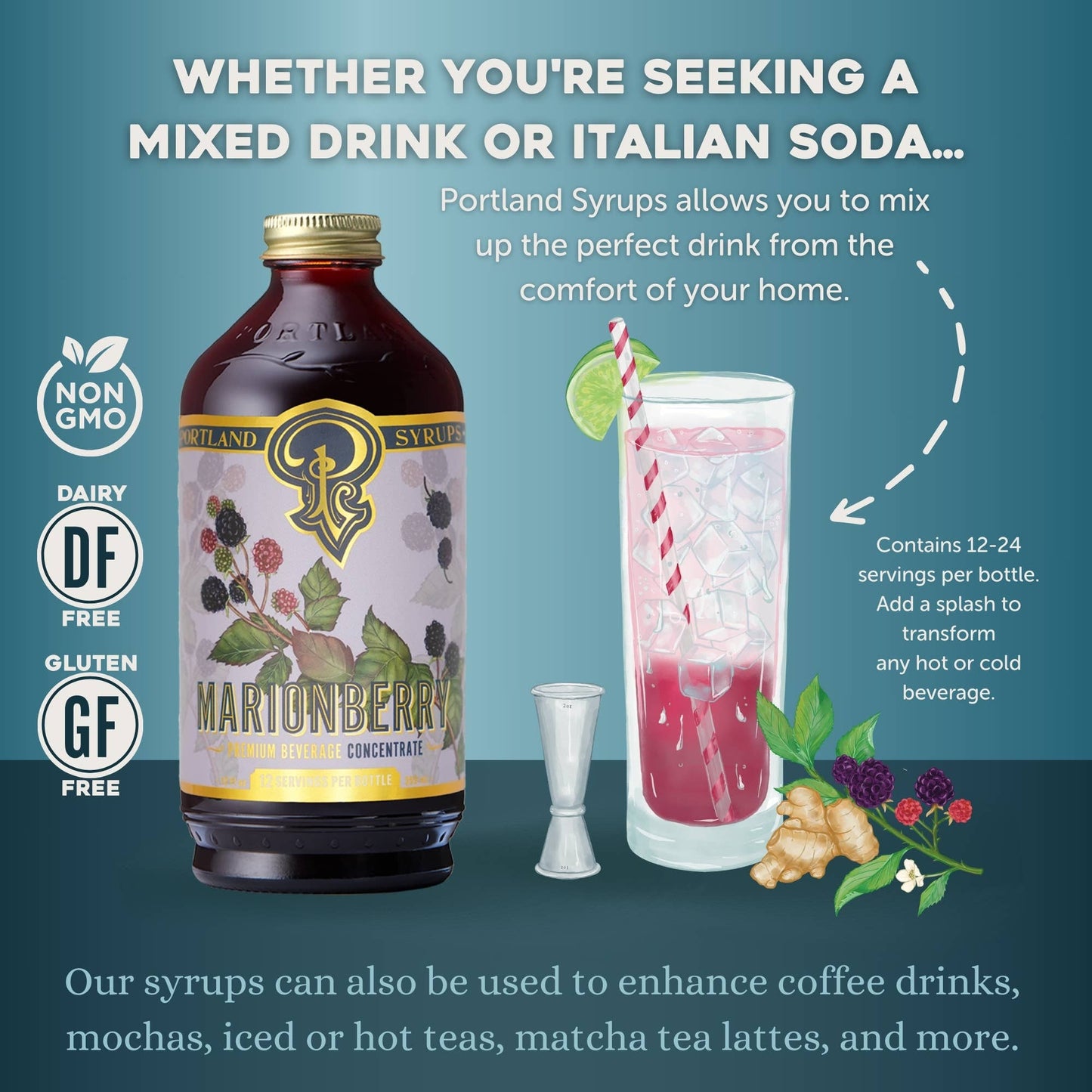 Portland Syrups | Marionberry Syrup 12oz - cocktail / mocktail beverage mixer