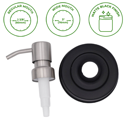 Mason Jar Lifestyle - Satin / Brushed Finish Soap Pump Dispensers for Mason Jars: Threaded galvanized / Wide mouth / #2