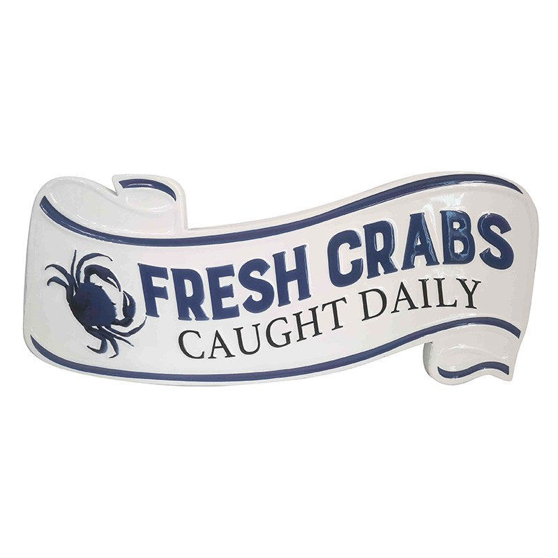 Metal Fresh Crabs Caught Daily Banner Sign