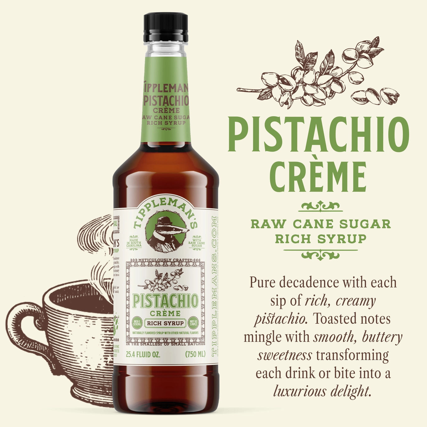 Tippleman's Coffee Syrup - Pistachio Crème, 750ml