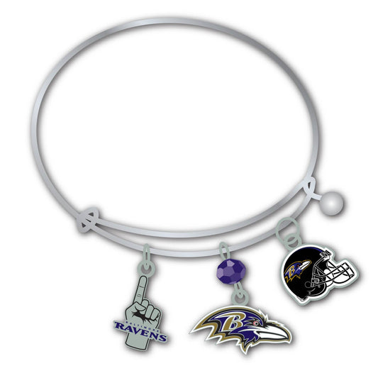 Mojo Licensing - NFL Baltimore Ravens 3 Charm Bracelet