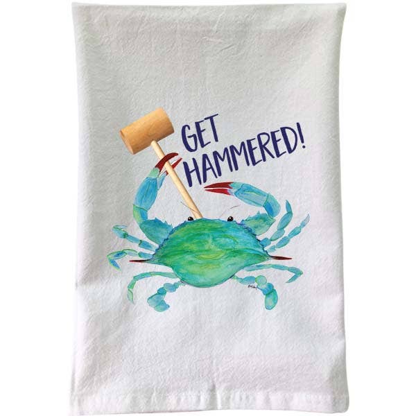 B McVan Designs - Clawdia Crab - Get Hammered Flour Sack Towel