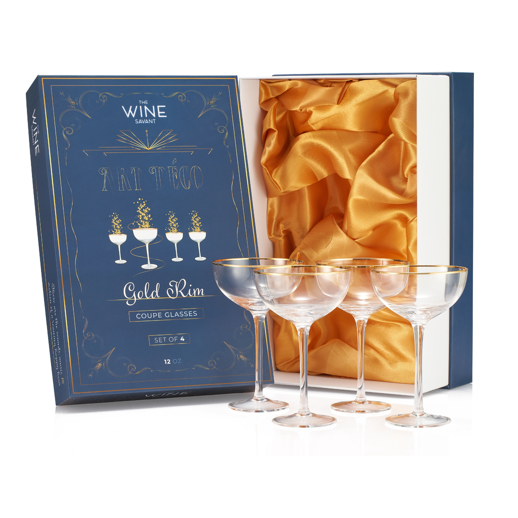 The Wine Savant - Coupe Glasses, Set of 4, 7 oz Classic Cocktail Glasses