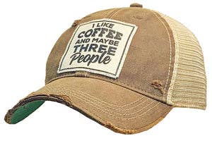 Vintage Life - I Like Coffee And Maybe Three People Distressed Trucker Cap