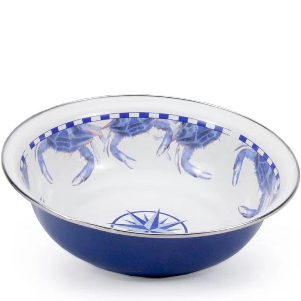 Golden Rabbit Blue Crab Enamel Salad Bowl