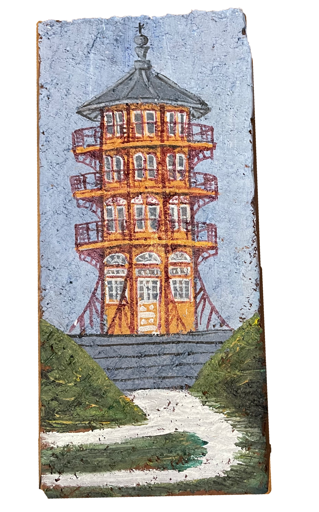 Linda Amtmann Hand Painted Brick- Pagoda