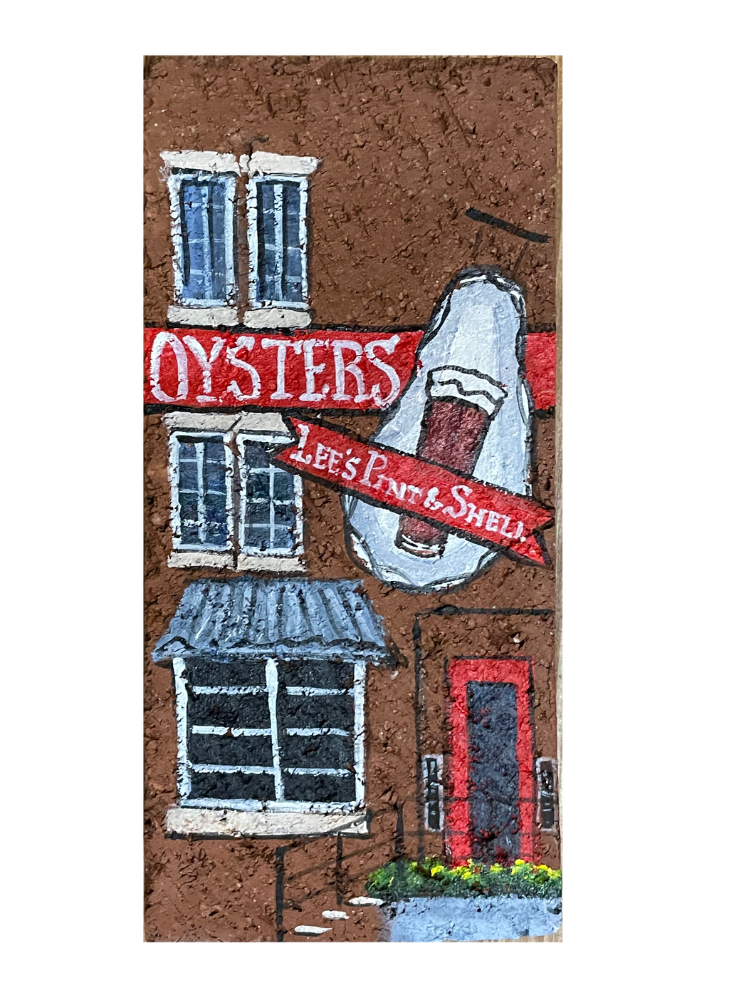 Linda Amtmann Hand Painted Brick- Lee's Pint and Oyster