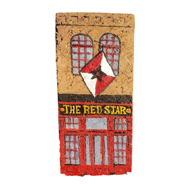 Linda Amtmann Hand Painted Brick - Red Star