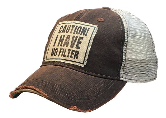 Vintage Life - Caution! I Have No Filter Distressed Trucker Cap