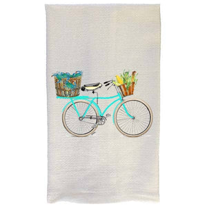 B McVan Designs - Crab Kitchen Towel - Aqua Bike