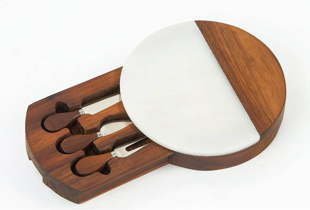 Winslow White Marble & Wood Cheese Board