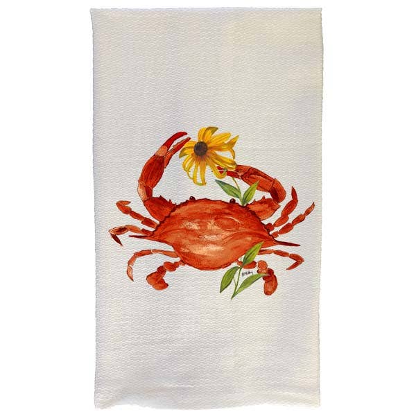 B McVan Designs - Red Steamed Crab with Black Eyed Susan Kitchen Towel